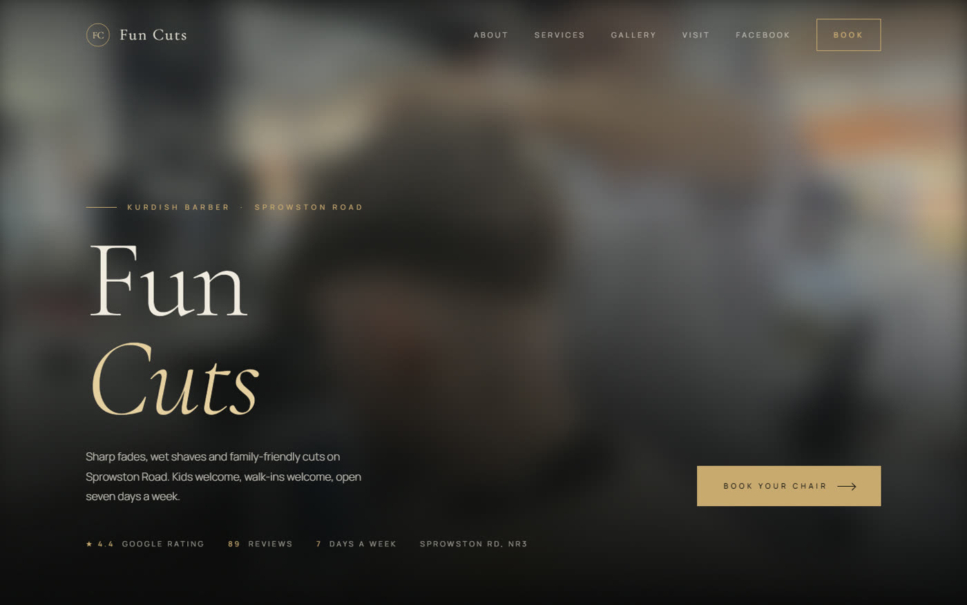 A barbershop website concept