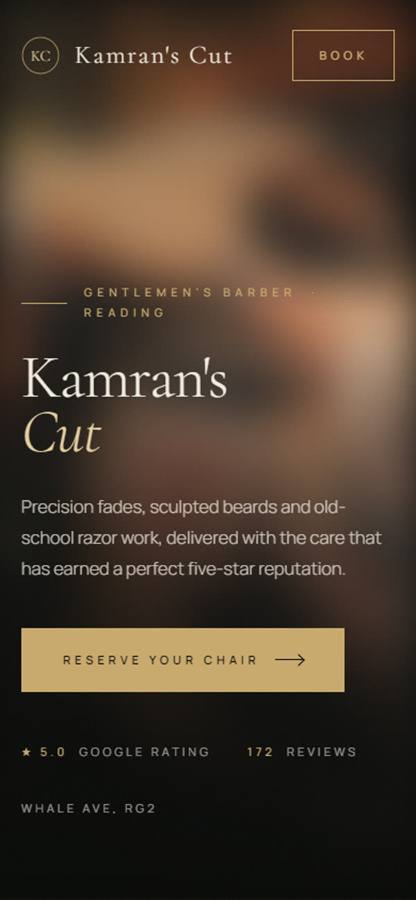 Kamran's Cut concept site on a phone